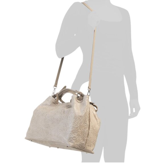 ISADORA Made In Italy Leather Tooled Tote - Picture 2 of 4